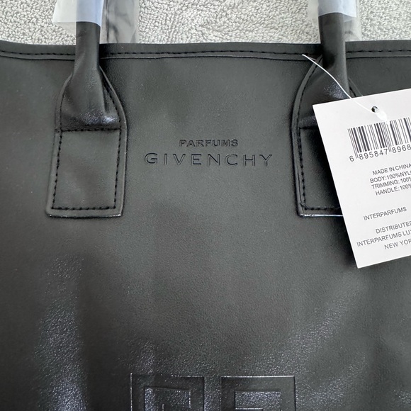 GIVENCHY Parfums Black Faux Leather Double Handle Tote Bag Snap Closure - Picture 3 of 7